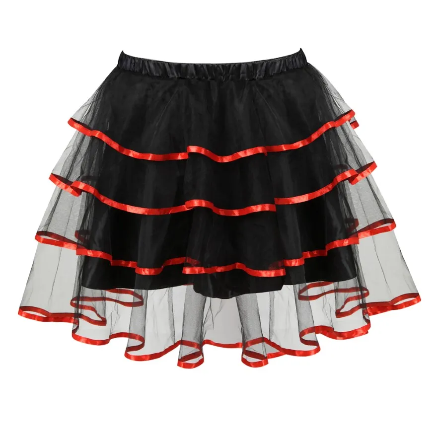 Women Sexy Mini Tutu Skirt Multilayer Mesh/Tulle/Lace/Floral Decoration Mini Pleated Skirts Fashion Dance Skirt Plus Size S-6XL