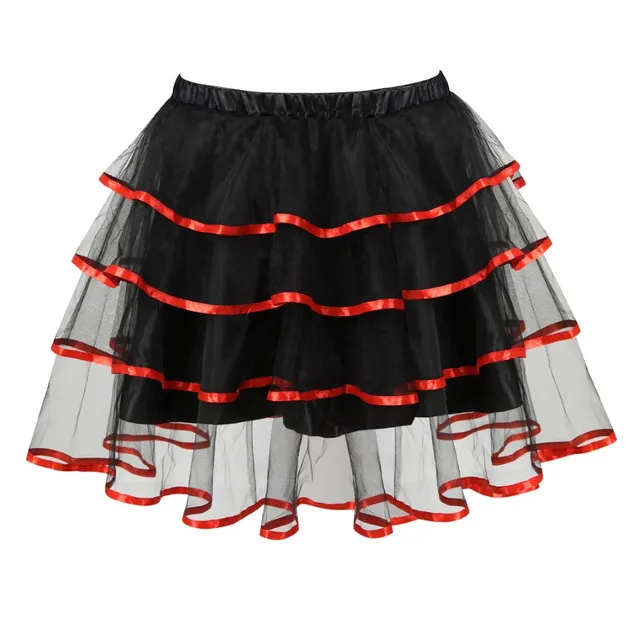 Women Sexy Mini Tutu Skirt Multilayer Mesh/Tulle/Lace/Floral Decoration Mini Pleated Skirts Fashion Dance Skirt Plus Size S-6XL 7017red