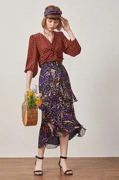 

Women Skirt 2019 New Silk Skirt