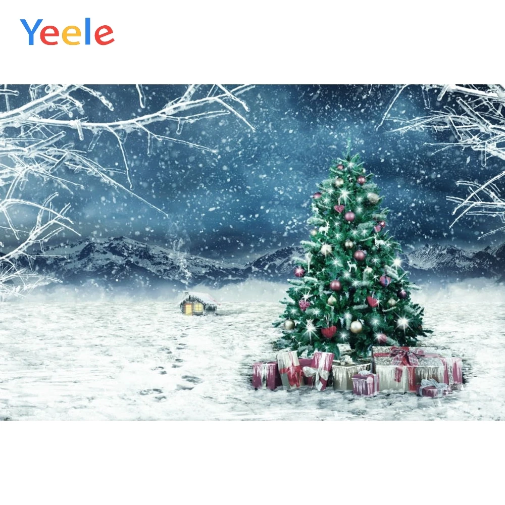 

Yeele Christmas Backdrop Winter Tree Snow Ice Branch Gift Customized Photography Children Birthday Background For Photo Studio