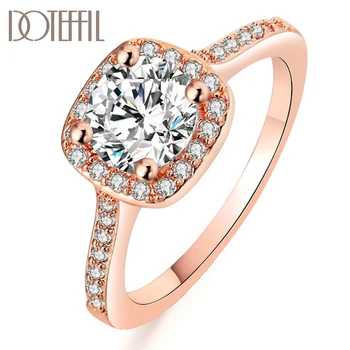 

DOTEFFIL 925 Sterling Silver/Gold/Rose Gold AAA Zircon 6#/7#/8#/9 Ring For Women Fashion Wedding Party Charm Jewelry