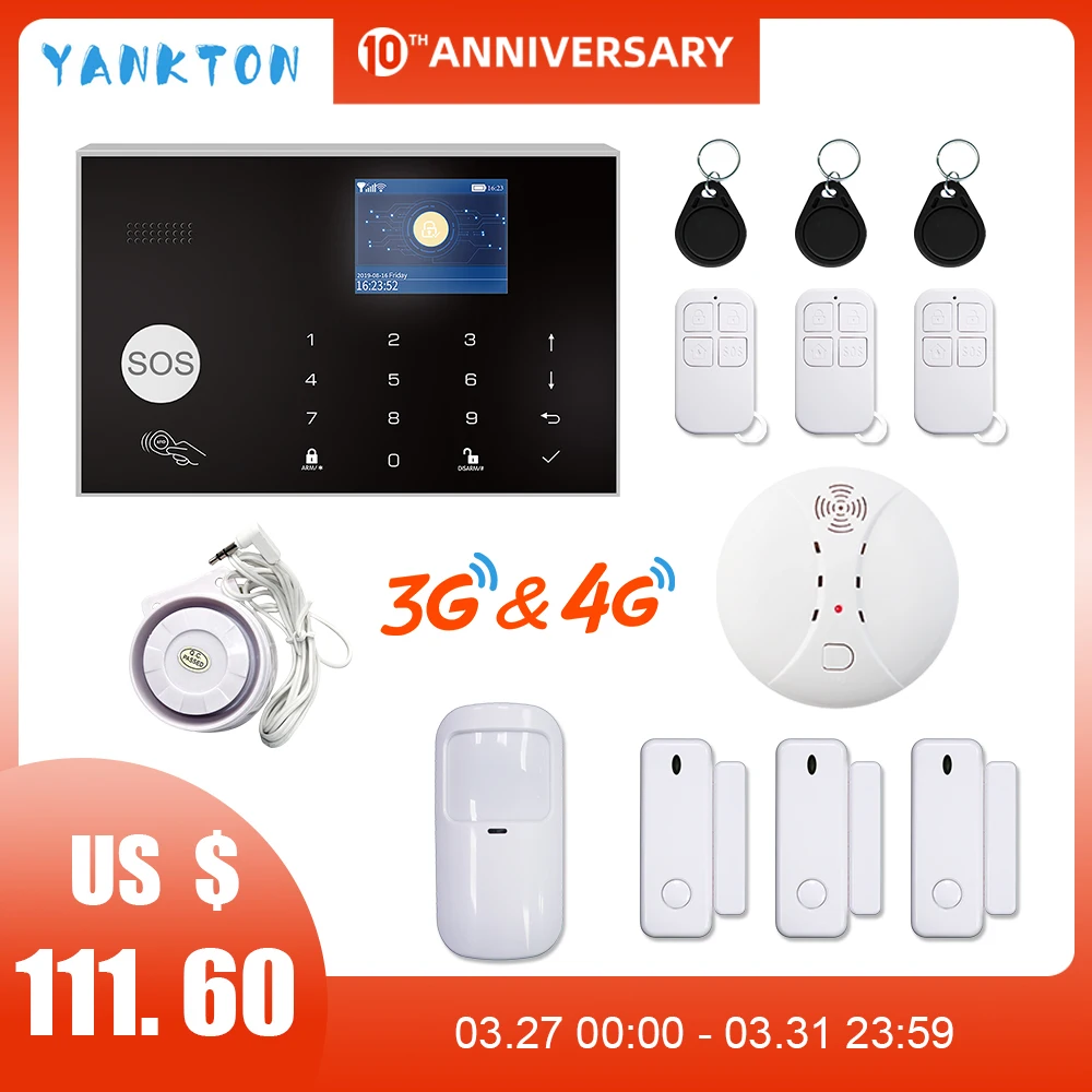 Wireless Full Touch GSM WiFi Smart Home Burglar Security Alarm System Tuya APP