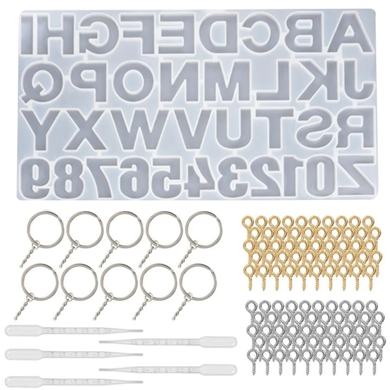 

1 Set DIY Crystal Epoxy Resin Mold Letter Number Keychain Pendant Silicone Mould U4LF