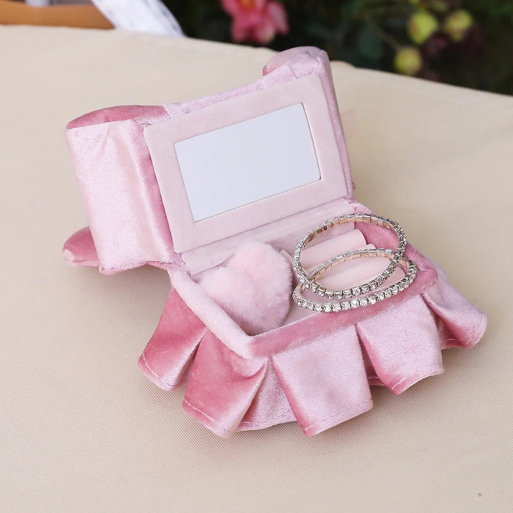 Mini Chair Jewelry Box Organizer Bowknot Lace Case Jewellery Display