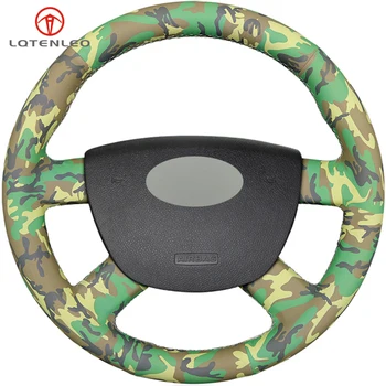 

LQTENLEO Camouflage Artificial Leather Steering Wheel Cover For Ford Kuga 2008-2011 Focus 2 2005-2011 Focus 3 2012-2014 C-MAX