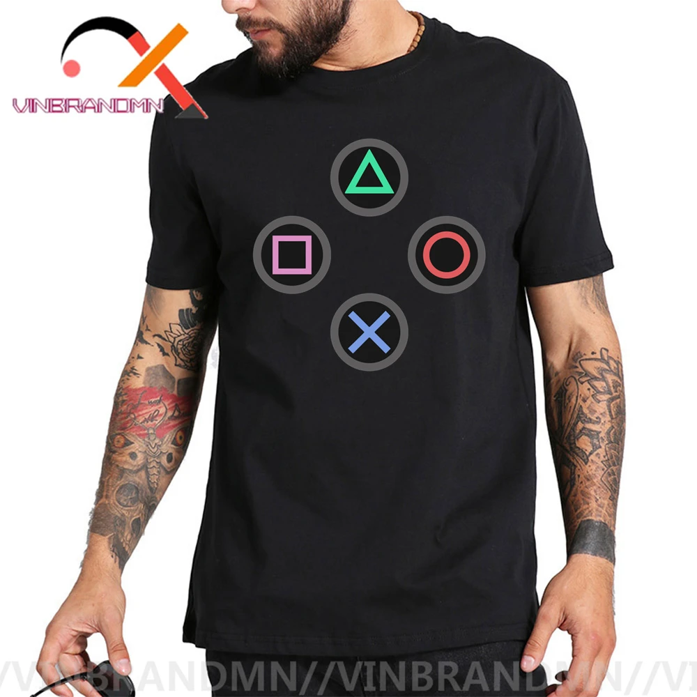プレーステーションコントローラボタンと再生tシャツメンズ半袖面白いpsのロゴtシャツps1 Ps2 Ps3 Ps4 Ps5ゲームtシャツ Tシャツ Aliexpress
