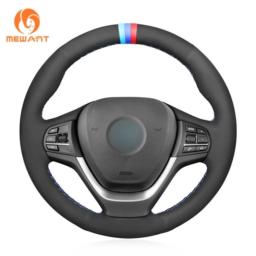 MEWANT Genuine Leather Suede Car Steering Wheel Cover For BMW X3 F25 2010-2017 X4 F26 2014 2015 2016 2017 2018