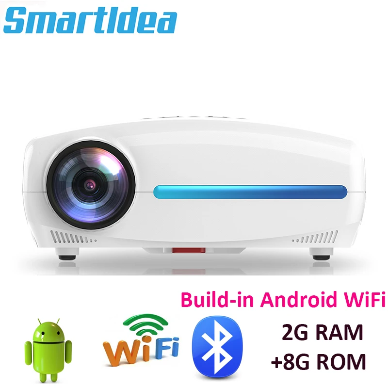 

Smartldea Build in Android Wifi BT 1080P Projector native 1920x1080Pixel Full HD video game Proyector LED 3D Home cinema Beamer