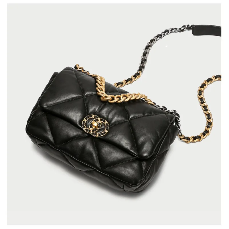 

Leather Shoulder Bag Women Handbag Soft Diamond Lattice Pattern Chain High Quality Women Sling Bag Real Leather Famous Designer
