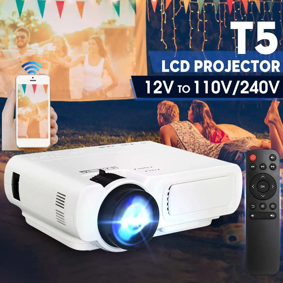 

7000 Lumens Projector Android 6.0.1 Wifi Wireless Display Home Theater Proyector Support Full HD 1080P 4K Video With HDMI/USB