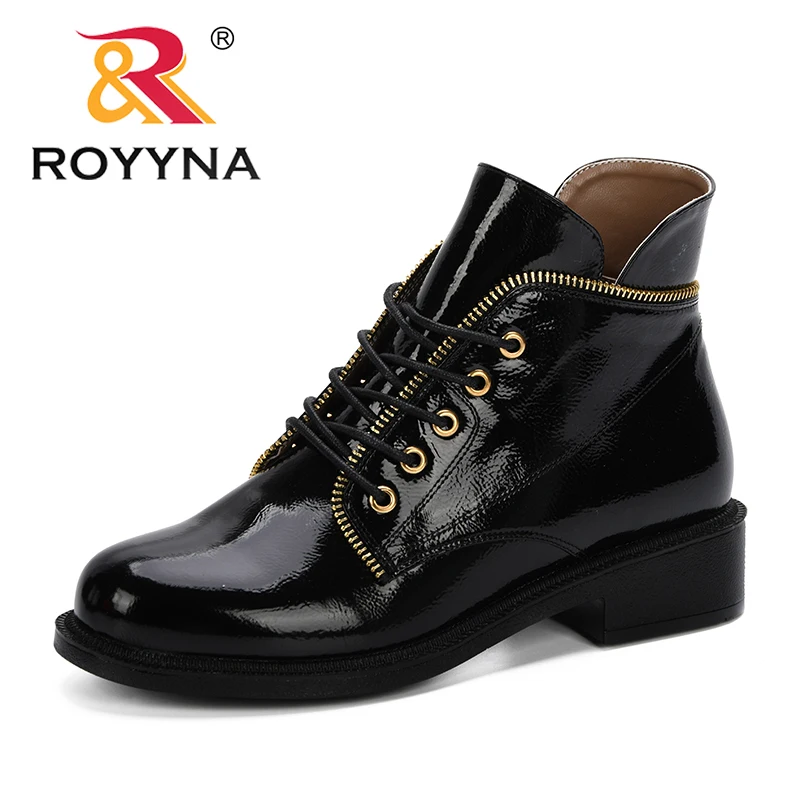 ROYYNA 2019 осень зима женские модные ботильоны белые черные красные оранжевые
