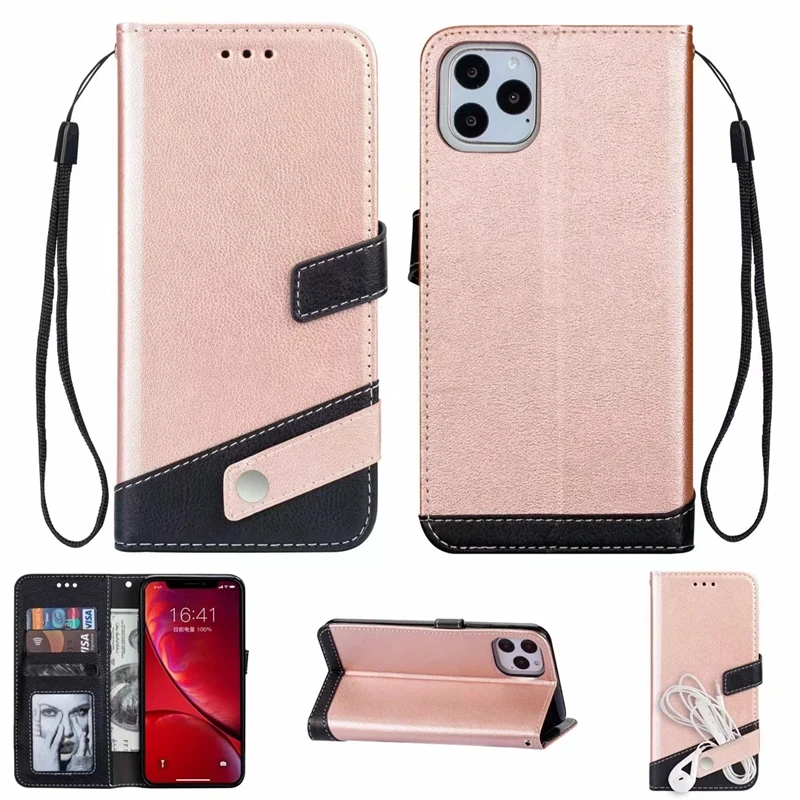 Кожаный чехол-кошелек для Iphone 11 Pro XR XS MAX X 8/7 6/SE 5 5S/Galaxy Note 9 S9 хит цветной Гибридный чехол из ТПУ 50 шт