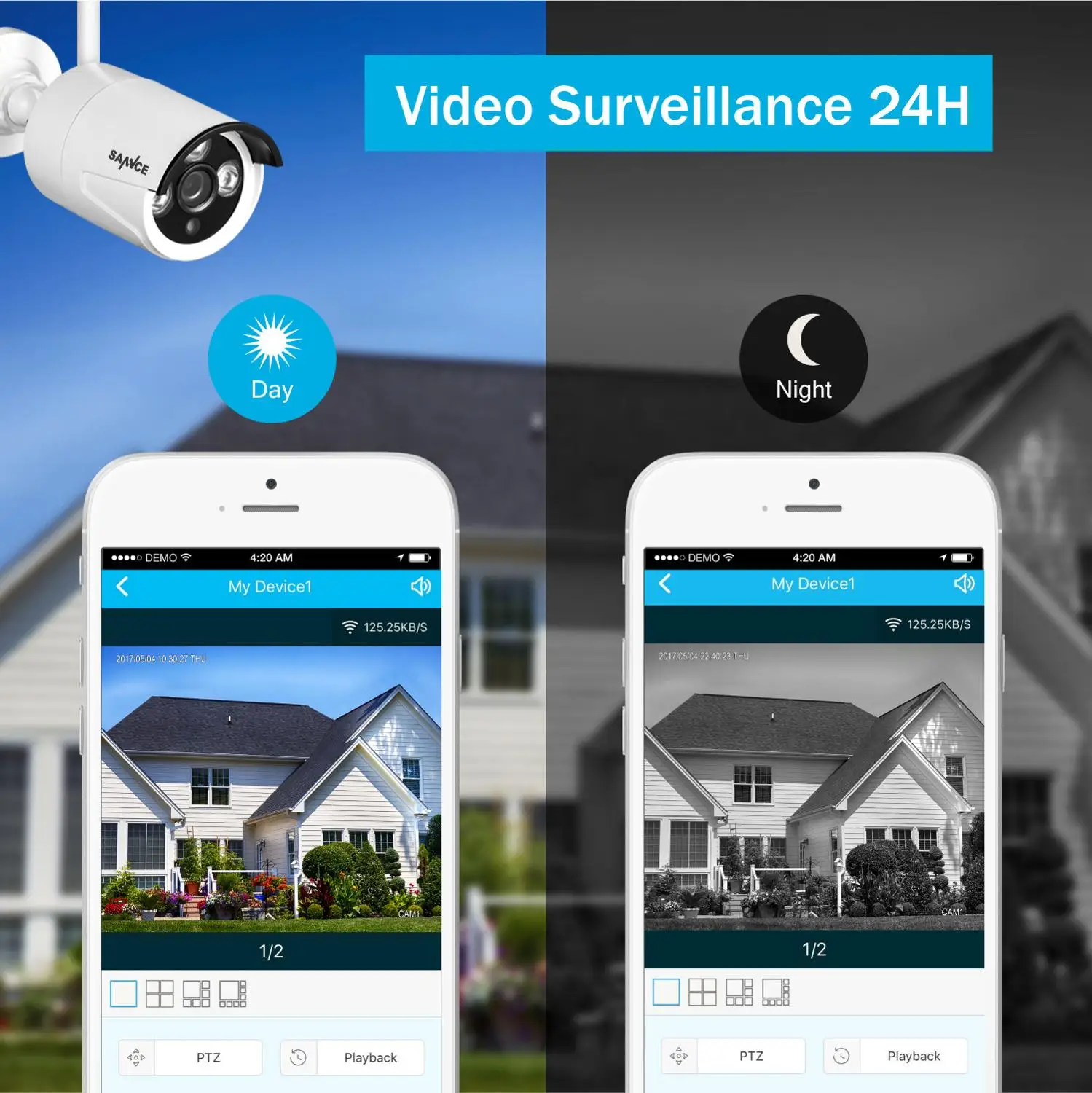 SANNCE 2PCS 2.0MP WIFI IP Cameras With Smart IR P2P Outdoor Weatherproof Network Bullet EXIR Night 