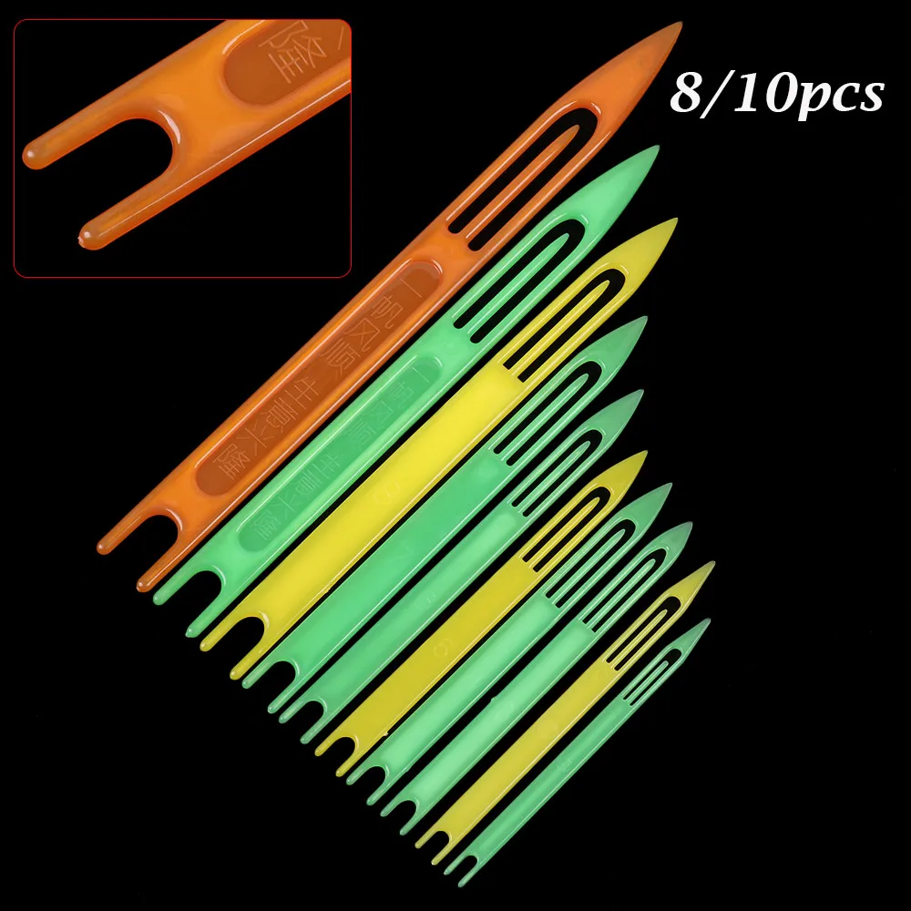 Fishing Accessories 8/10Pcs Random Color Rustproof Plastic Weaving Fishing Netting Needle Mending Repair Net Line Shuttles