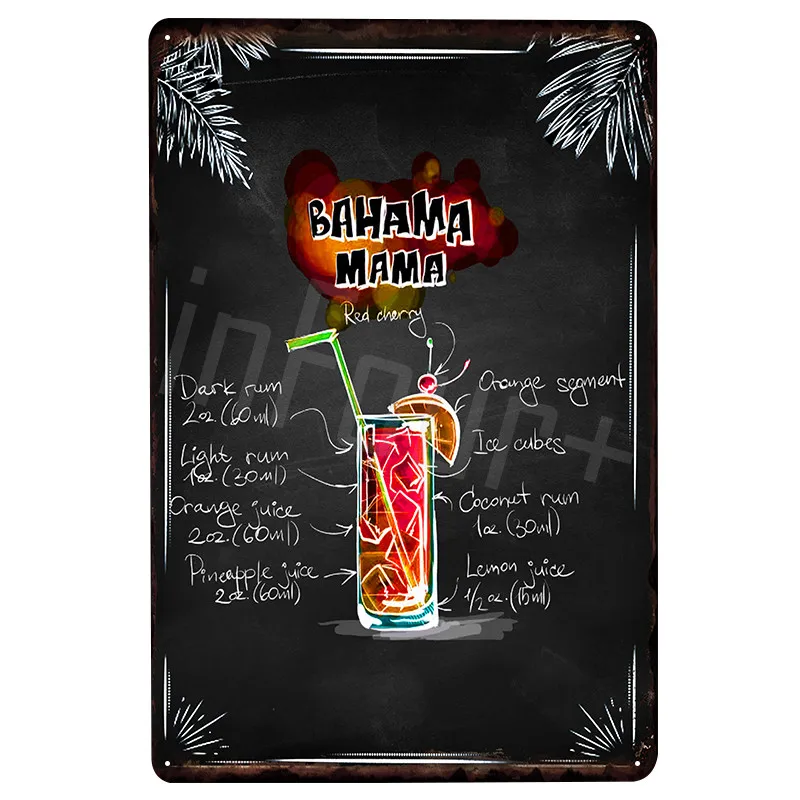 Mojito Коктейльная металлическая пластина, Оловянная табличка, винтажный декор, металлический знак, металлический плакат, домашний пивной паб, украшение, ВИНТАЖНЫЙ ПЛАКАТ