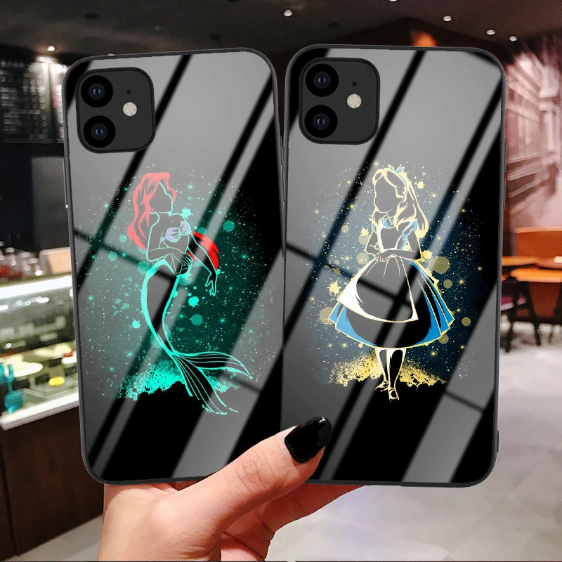 Чехол принцессы из закаленного стекла для iphone 11 Pro Max xs 6s 7 8 Plus X XR XS Max мультяшный Роскошный милый чехол для телефона с изображением русалки