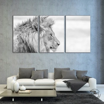 

3pcs Lion, Elephant, Musk, Old Tiger HD Animal Picture Canvas Printed HD Wall Pictures for Home Decor