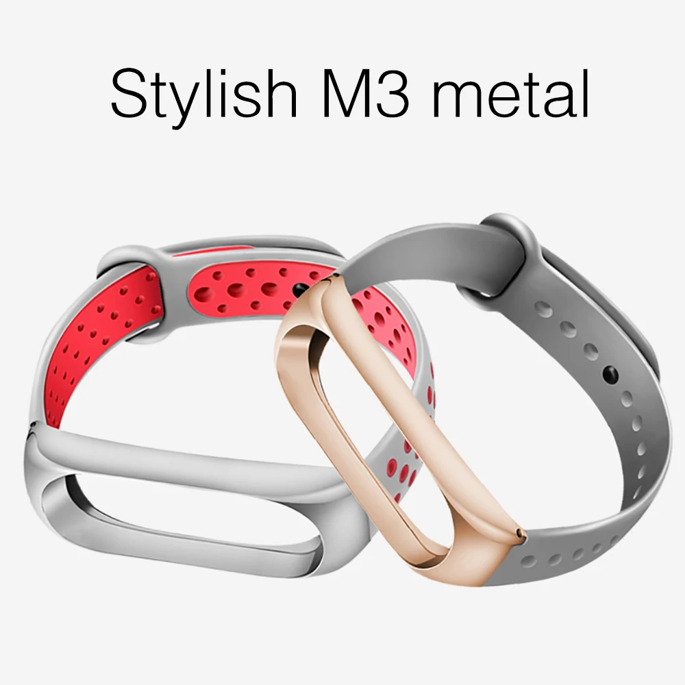 Для Xiaomi Mi Band 3 Силиконовый Браслет ремешок для часов металлический двойной цвет сменный ремешок для Xiaomi Mi Band 4