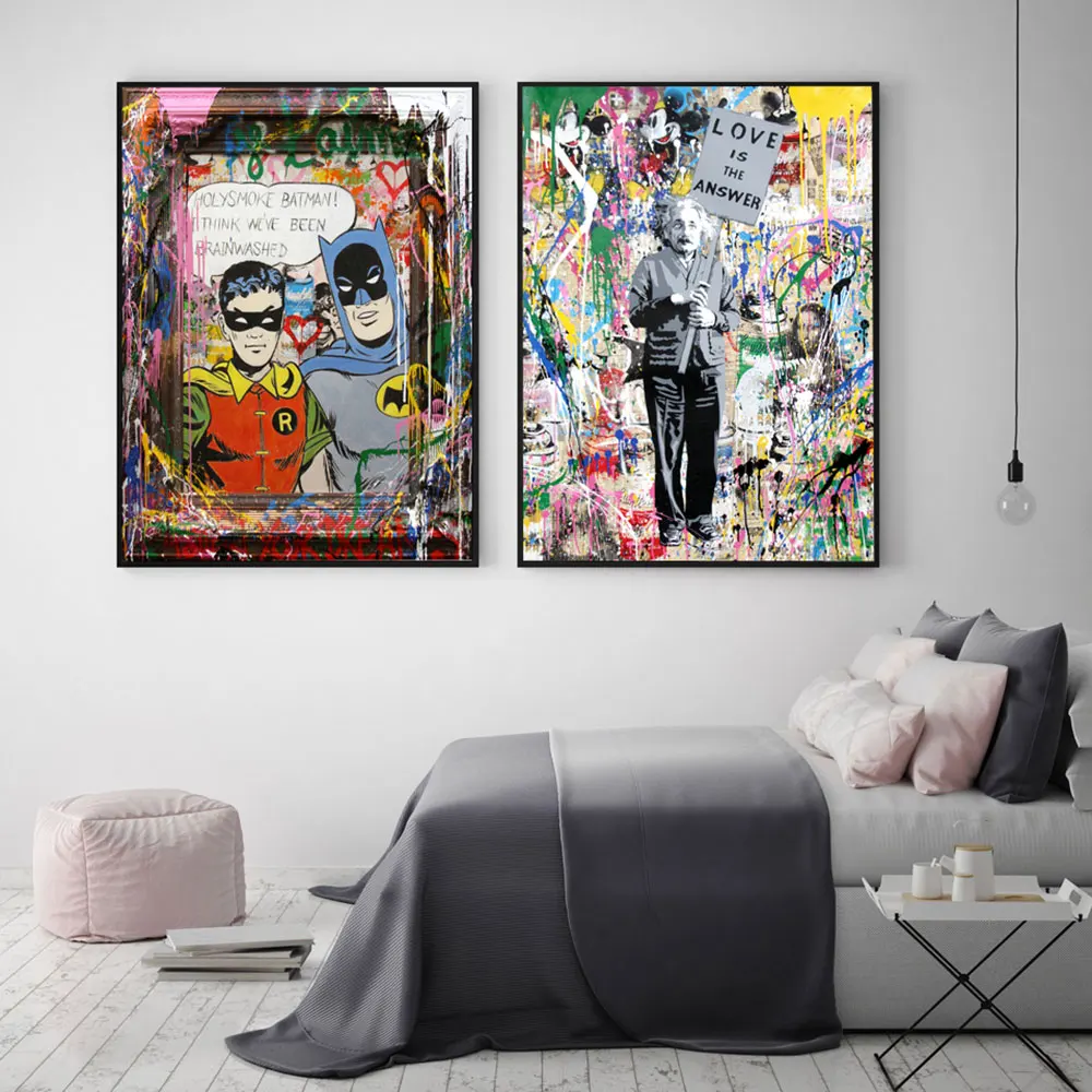 Graffiti wall art canvas Banks poster Nordic decorative picture living room bedroom children room decoration Graffiti wall art canvas Banks poster Nordic decorative picture living room bedroom children room decoration