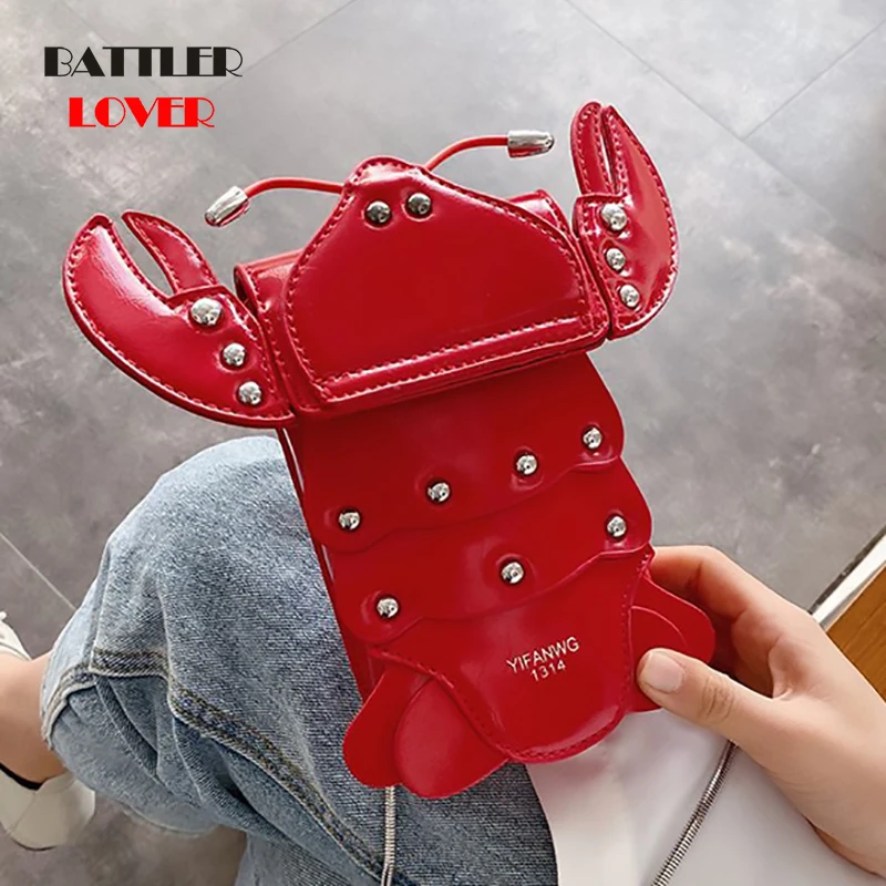 Novel Fashion Red 3D Lobster Handbag Women Shoulder Bag Crossbody Mini Purse Clutch Young Girl