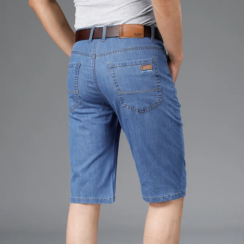 2022 Summer Men's Thin Short Jeans Business Fashion Classic Style Light