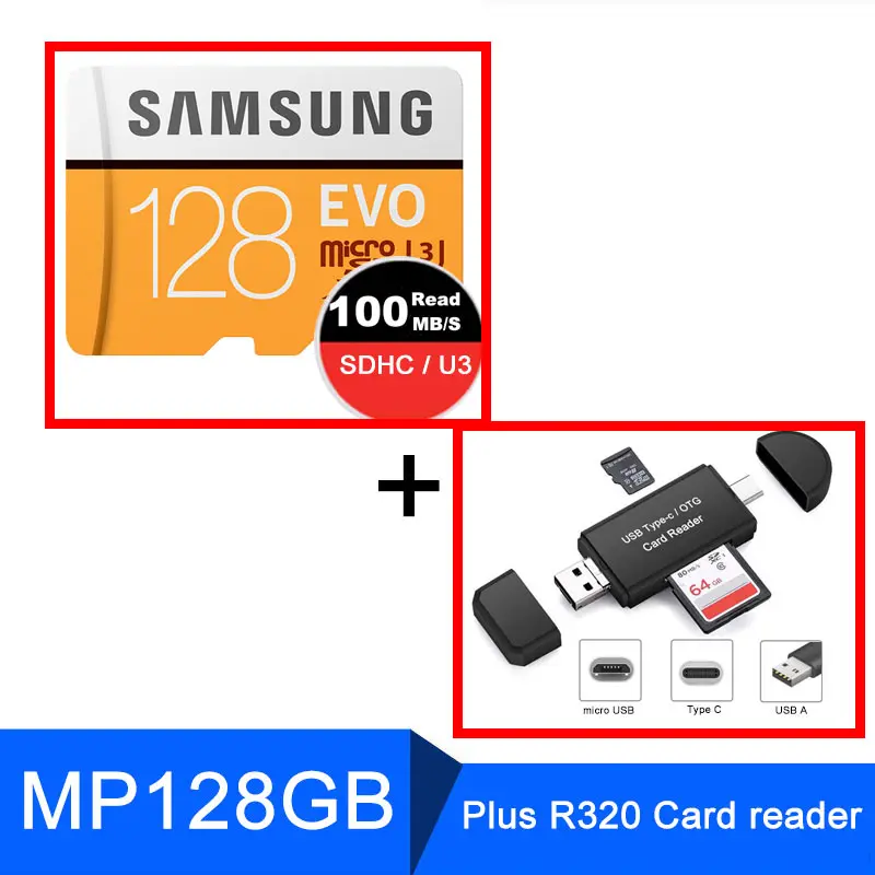MP128G Plus R320 SAMSUNG Micro SD 128 Гб 64 ГБ 32 ГБ карта памяти 256 Гб класс 10 Microsd SDHC/SDXC TF C10 с OTG кардридер заголовок sd-карта 512 ГБ - Емкость: MP128G Plus R320