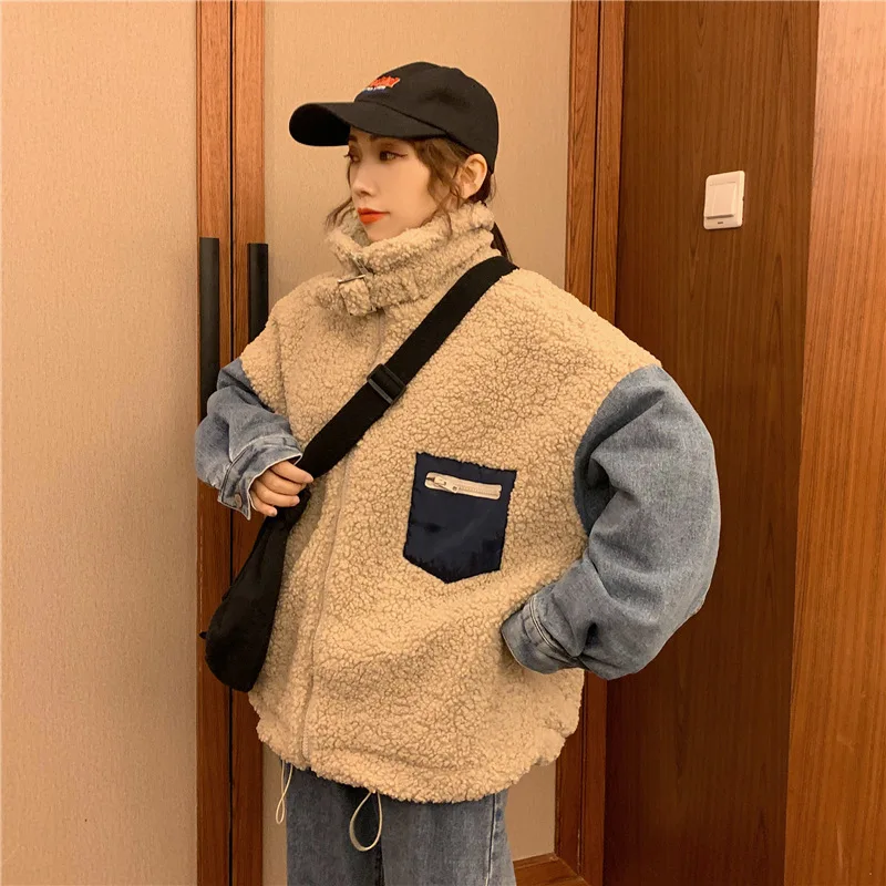 

Photo Shoot 2019 Winter New Style Korean-style Loose Cowboy Joint fang yang gao Wool Coat Cotton Coat Women's