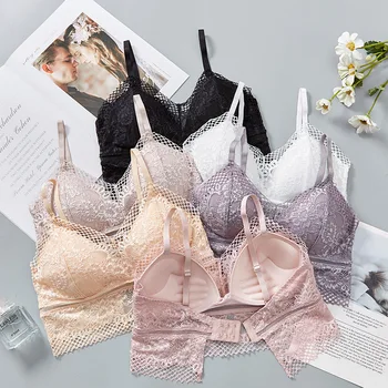 

2020 New Lace Beauty Back Wrapped push up Bra Vest Anti-Emptied Korean Sexy bras for women Gathering Underwear lingerie sleep