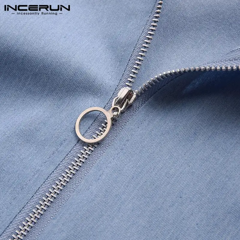 INCERUN, корейский тренд, для мужчин, однотонный, длинный рукав, осень, с капюшоном, пуловер, Повседневный, модный, хлопок, Джокер, для бега, для мужчин, s, на молнии, толстовка