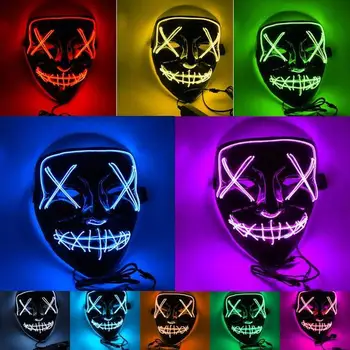 

LED Mask Mascara Led Mask Light Up Neon Scary Skull Mask Glowing Party Halloween Festival Cosplay Costume 5 Colors Glow In Dark
