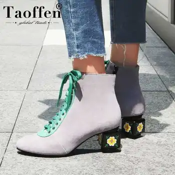 

Taoffen 2020 Women Fashion Real Leather Ankle Boots Zipper Brand Luxury Winter Short Boots Casual Shoes Footwear Size 34-43