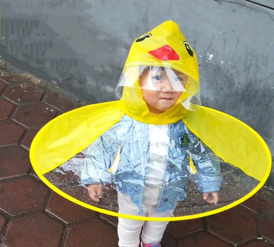 

Creative Little Yellow Duck Cap Rainproof Artifact Children Rain Cap Shaking Net Red Raincoat Fishing Umbrella