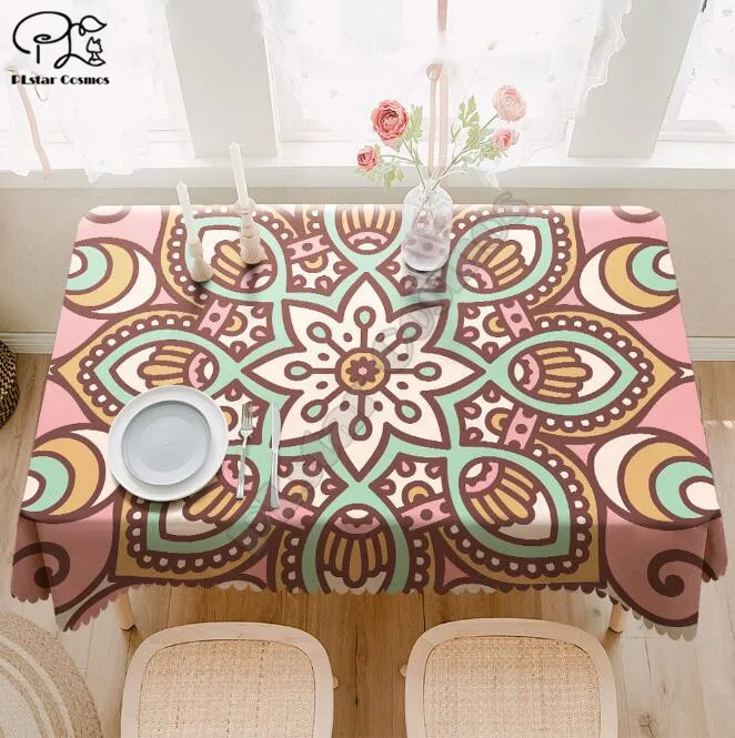 

Bohemia Flowers Tablecloth 3D printed Square/Rectangular Dust-proof Table Cover For Party Home Decor TV Covers