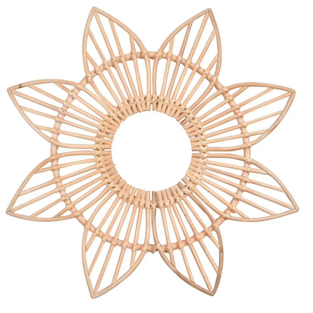 Vintage Bohemian Chic Rattan Manual Round Decorative Mirror Frame Bathroom Bedroom Living Room Decoration Round Mirror Frame - Цвет: without Mirror