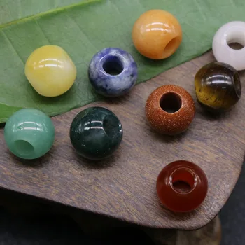

5pcs 12mm Large Hole Beads Natural Semi-precious Stone11Colors for Choice Hole Size Approx 5mm DIY Manual Accessories Wholesale
