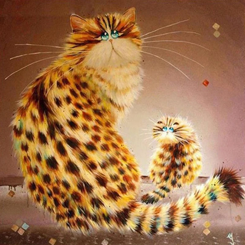 Diy Diamond Painting Cat Broderie Cartoon Cross Stitch Round Picture Of Resin Modern Home Decor painting | Дом и сад
