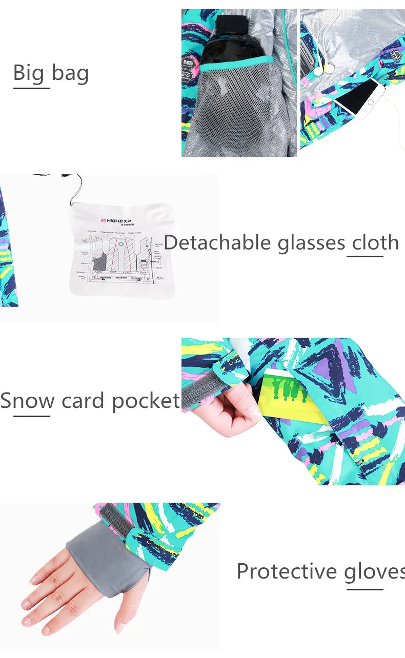 Лыжный костюм Warme Anzug Frauen wausserdicht Winddicht Skifahren und Snowboarden Jacke Hosen