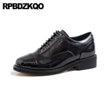 

patent leather lace up ladies spring autumn plain designer shoes women luxury 2019 italian fur round toe chinese black china