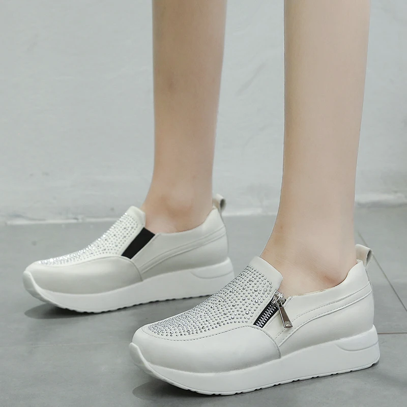 

WDHKUN Sneakers Women Shoes High Black White Pink Women Sneakers For Women Outdoor Sports New Rhinestone Female Sneakers 88