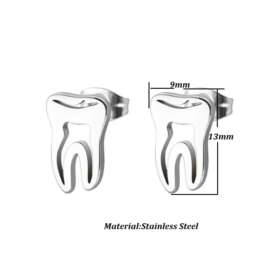 Hfarich уникальные дизайнерские серебряные зубы серьги для мужчин и женщин панк зубцы из нержавеющей стали ювелирные изделия стоматологический доктор аксессуары - Окраска металла: S