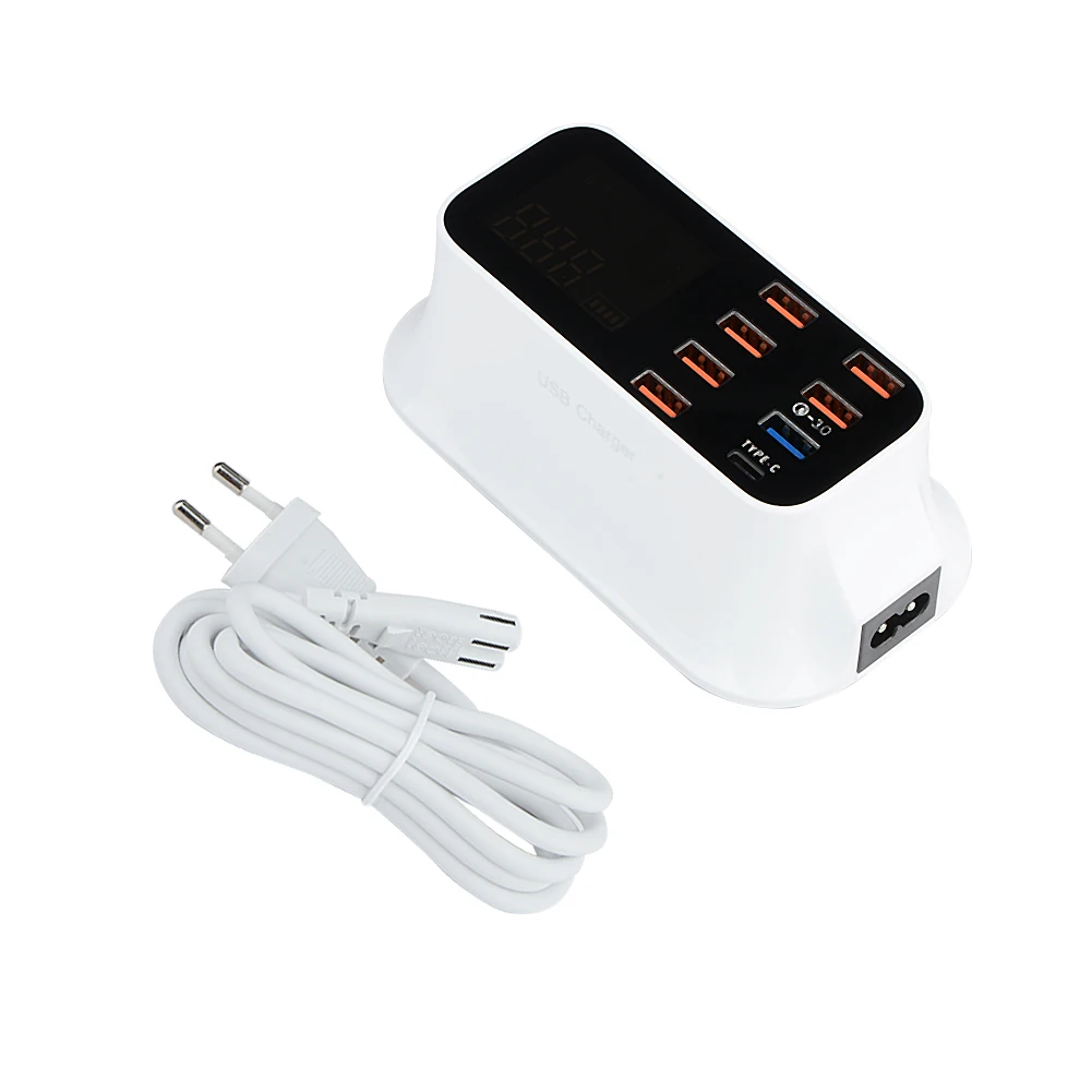 Европейский Союз (ЕС) США ЕС Великобритания Plug 8 портов QC3.0 type-c мобильный телефон Беспроводное зарядное устройство Универсальный телефон Быстрая Зарядка адаптеры 40 Вт Быстрая зарядка 3,0 - Тип штекера: Европейский Союз (ЕС)