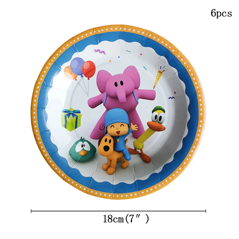 POCOYO принадлежности для вечеринки воздушный шар стенд детская тематическая вечеринка на день рождения украшение Новорожденный ребенок душ продукты украшения одноразовые - Цвет: plate-7inch-6pcs