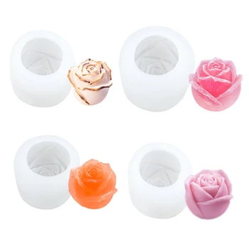 

4Pcs 3D Rose Shaped Sugarcraft Chocolate Mold Silicone Fondant Mold Wedding Cake Decorating Cupcake Topper