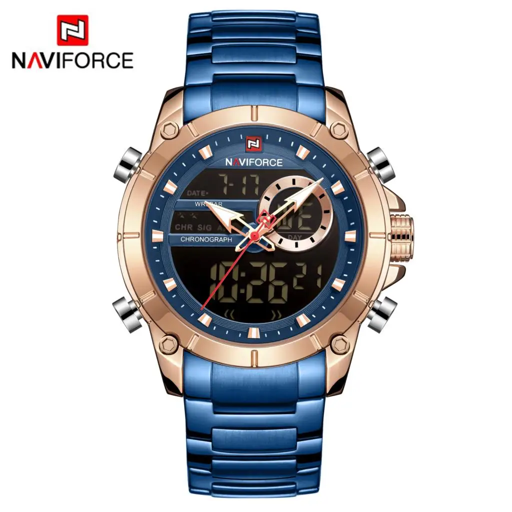 Новинка NAVIFORCE мужские часы Топ люксовый бренд кварцевые мужские часы дизайн спортивные часы водонепроницаемые наручные часы из нержавеющей стали Reloj Hombre - Цвет: RGBEBE