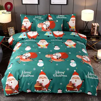 

Christmas Home Textiles Santa Bedding Green Quilt Set High Quality Christmas Tree 3 Piece Set Free Shipping