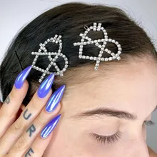 Модные женские блестящие в форме сердца со стразами Серебристые Когти для волос украшение для головы Harajuku маскарадные женские аксессуары