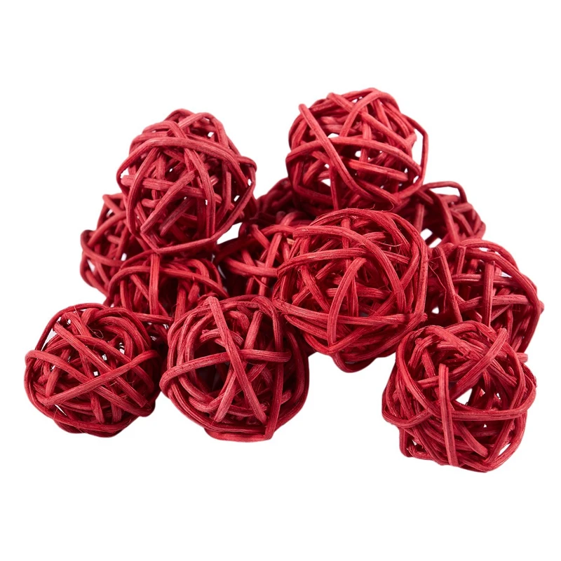 24 шт 3 см Плетеный шарик из ротанга для сада свадьбы вечерние украшения 12 красный