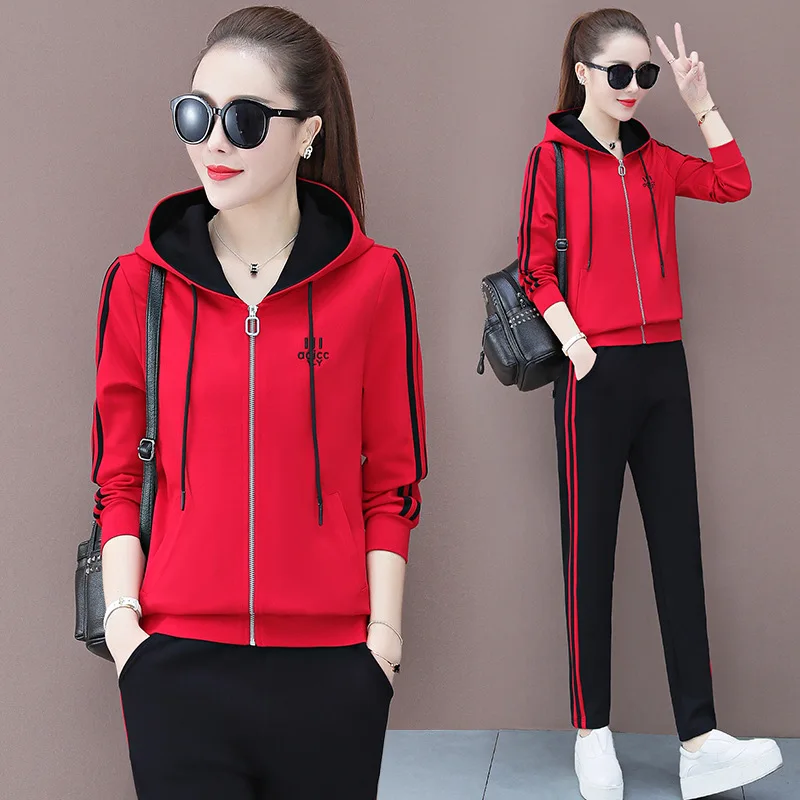 

Casual Sports WOMEN'S Suit 2020 Early Spring New Products-Style Embroidered Loose-Fit Hooded Outdoor Running Clothing Two-Piece