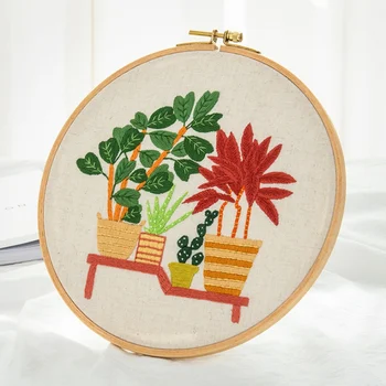 

Material Package Handcraft Needlework Cross Stitch Kit Tool Cotton Embroidery Painting Hoop DIY Plant Embroidery Net Embroidery
