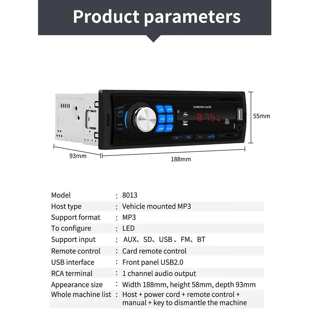 1DIN 12 в Bluetooth стерео Авто радио автомобильное радио в-тире FM Aux вход приемник SD USB MP3 MMC WMA автомобильный аудио плеер